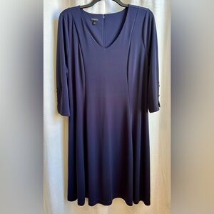 Talbots Woman 2X Navy Blue V-Neck Slimming Dress